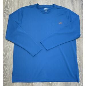 Dickies Long Sleeve Pocket T Shirt Size XL Men Polyester Blue Work Casual
